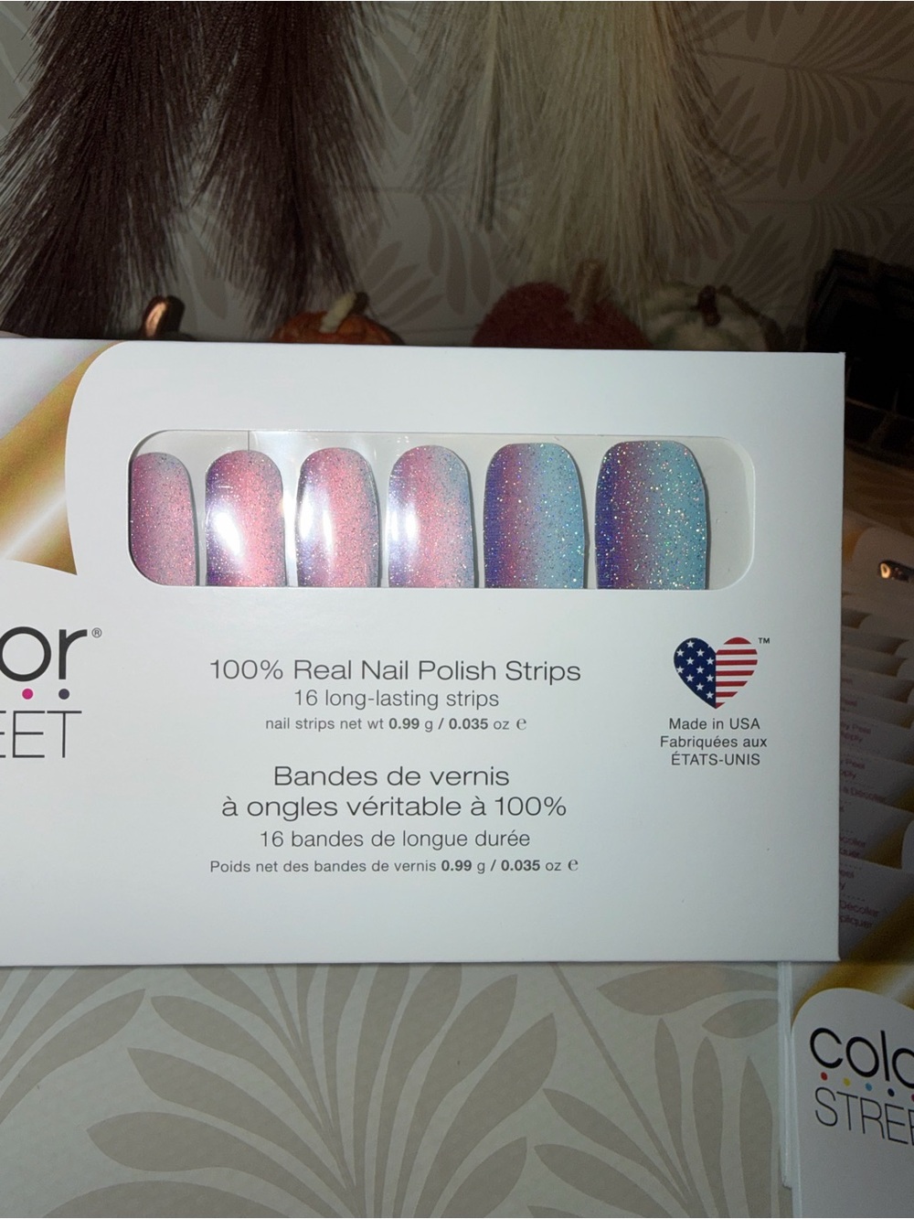 Color Street Glitter Ombre Nail Polish Strips - Pink to Blue